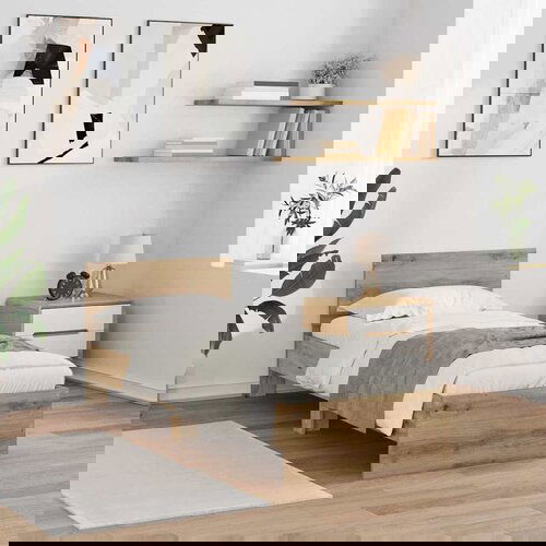 vidaXL Krevetna konstrukcija s uzglavljem Umjetnički hrast 75 x 190 cm Cijene