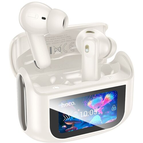 Hoco bežične bluetooth slu&amp;scaron;alice sa touch screen-om tws anc + enc EQ21 bele Slike