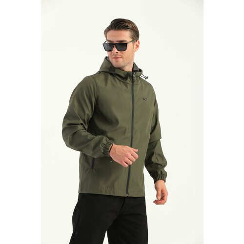 River Club Men's Khaki Inner Lined Waterproof Hooded Coat with Pocket. Slike
