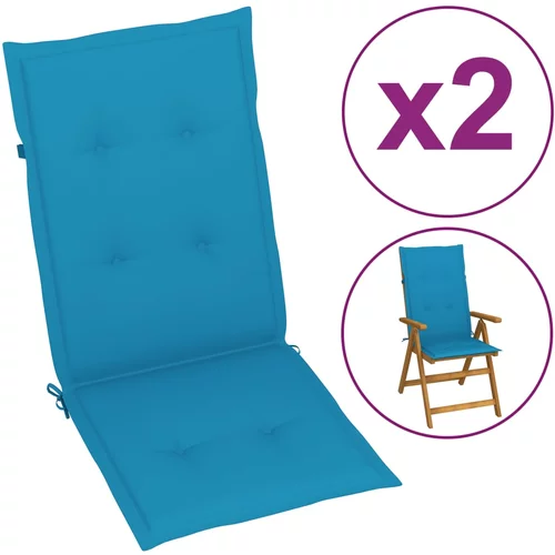 vidaXL Blazine za vrtne stole 2 kosa modre barve 120x50x3 cm