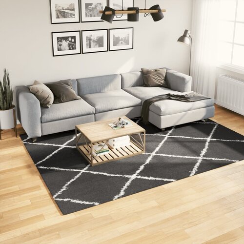 vidaXL Košata preproga moderna črna in krem 200x280 cm Cene