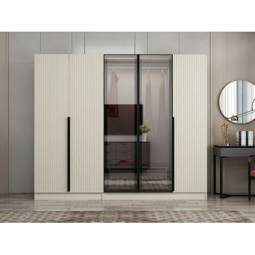Hanah home ormar sa reflektujućim staklom Nisa 20619, 225 cm, peščar Cene