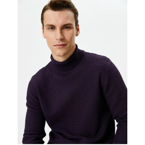 Koton Turtleneck Sweater Knitwear Slim Fit Textured Long Sleeve