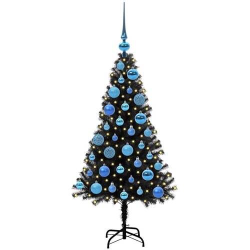 VidaXL Božićno drvce s 150 LED svjetlima s stalakom Crna 120 cm PVC Slike