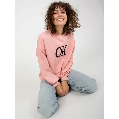 Fashion Hunters Light pink loose hoodie with inscription
