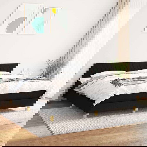  Krevet s oprugama i madracem crni 160x200 cm od tkanine Slike