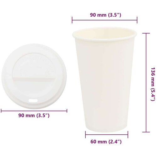 VidaXL papirnate &amp;scaron;alice za kavu s poklopcima 1000 kom 16 oz 400 ml Slike