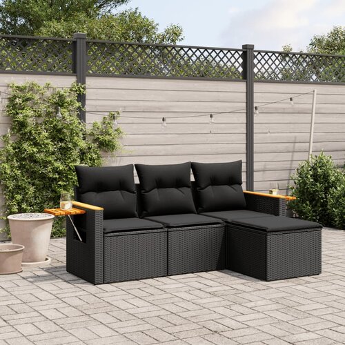  4-dijelni set vrtnih sofa od poliratana s jastucima crni Cijene