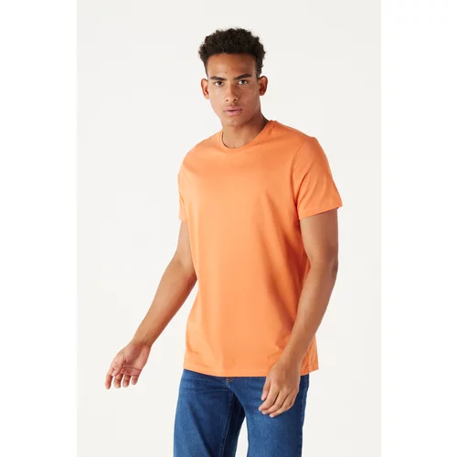 AC&Co / Altınyıldız Classics Men's Orange 100% Cotton Slim Fit Slim Fit Crew Neck Short Sleeve T-Shirt