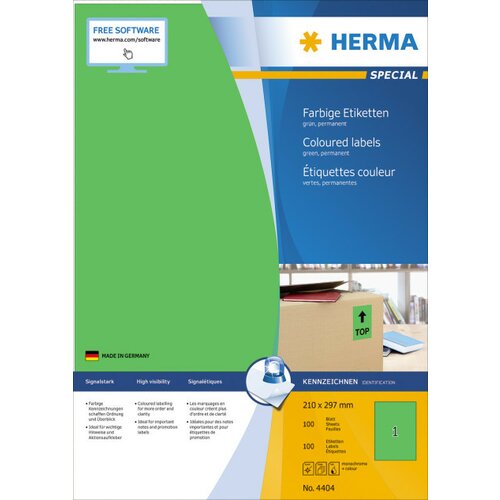 Herma etikete 210X297 A4/1 1/100 zelena ( 02H4404 ) Slike