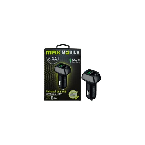 Max Mobile USB DUO SC-191 QC 3.0,27W QUICK CHARGE 5.4A Slike