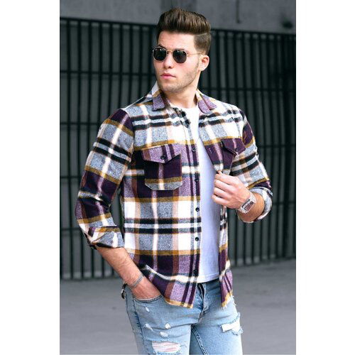 Madmext Checkered Purple Shirt 4921 Slike