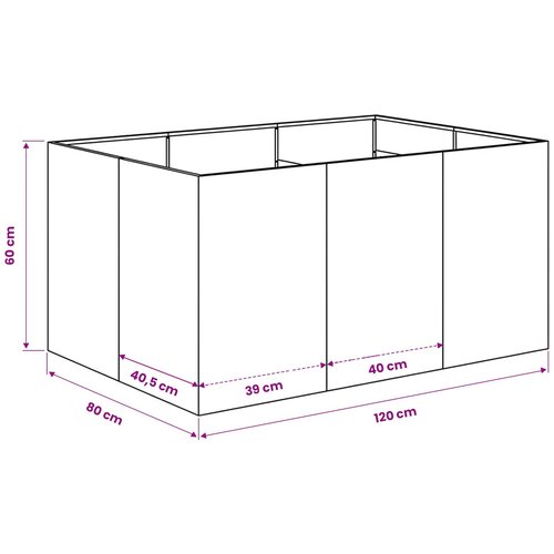  Vrtna saksija Crna 120 x 80 x 60 cm Čelična vrata Slike