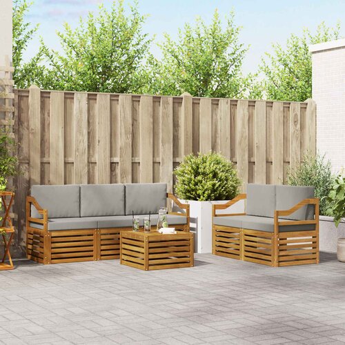  Set vanjskih sofa 6 kom. Prirodna i svjetlosiva Cene