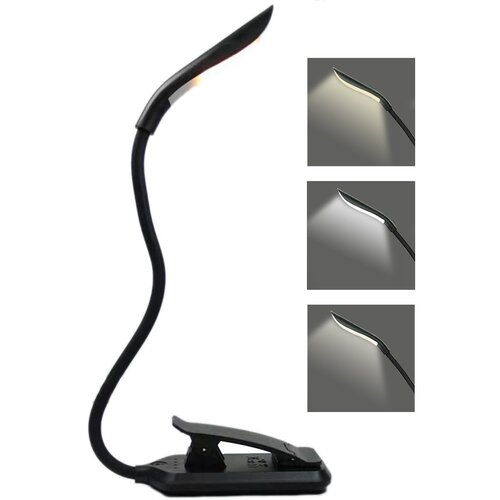 INF Bralna svetilka, LED svetilka za knjige s 3 načini osvetlitve, za ponovno polnjenje Black, (21276022) Slike