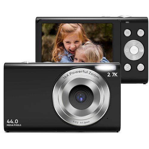 INF digitalni fotoaparat 2.7K/44MP/16x zoom/anti-shake/spletna kamera črna, (21245571) Cene