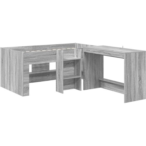  Krevet za djecu s visokim okvirom i stolom 2 kom. Siva Sonoma 80 x 160 cm Slike