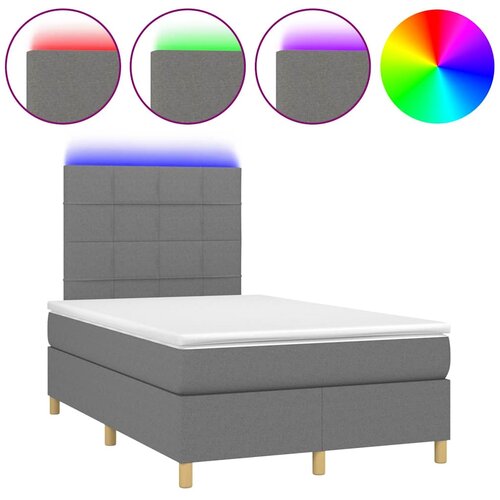  box spring s madracem LED tamnosivi 120 x 200 cm tkanina Slike