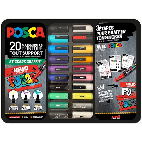 POSCA Pigmentni markerji STICKERS GRAFFITI, kovinska škatla 20 kom, (21655562) Cene