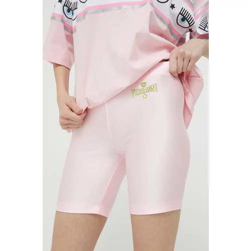 Chiara Ferragni Kratke hlače Ferragni Stretch za žene, boja: ružičasta, s tiskom, srednje visoki struk