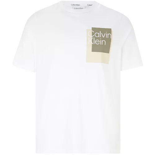 Calvin Klein Majica bež / kaki / bijela