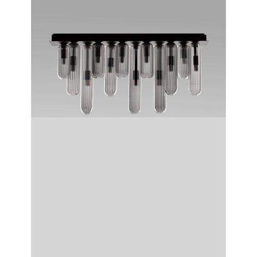 Nova Luce Siva steklena stropna svetilka s steklenim senčilom 10x72 cm Gustave &amp;ndash; Slike