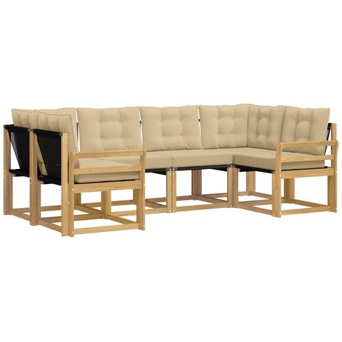 vidaXL Zunanja garnitura za sedenje z blazino 6 pcs Bela in bež, (5000272656) Cene