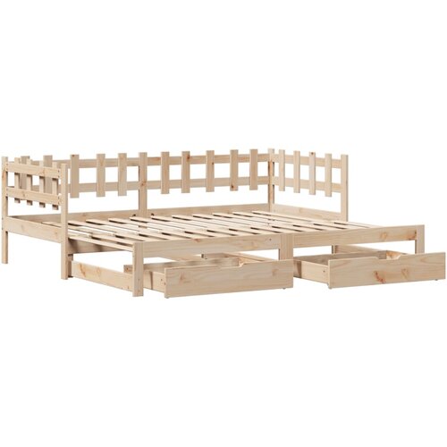 vidaXL Izvlečna dnevna postelja s predali 90x200 cm trdna borovina, (21303427) Cene
