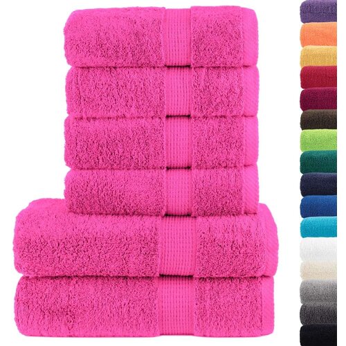 VidaXL 6-dijelni vrhunski set ručnika ružičasti 600 gsm 100 % pamuk Slike