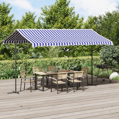 Samostojeća tenda plavo-bijela 400 x 300 cm od tkanine i čelika Cene