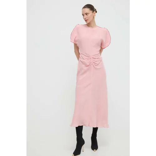 Victoria Beckham Haljina boja: ružičasta, maxi, širi se prema dolje