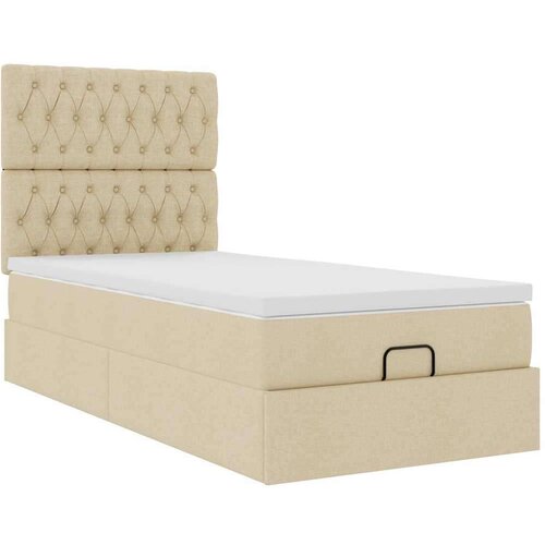 VidaXL otomanski okvir kreveta s madraca krem 90x190cm od tkanine Slike
