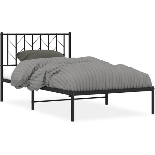 Maison Chic Kovinski Postelja za odrasle - Posteljni Okvir z vzglavjem črn 100x200 cm, (22080659) Cene