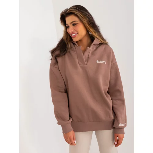 Fashion Hunters Brown women's sweatshirt with insulation