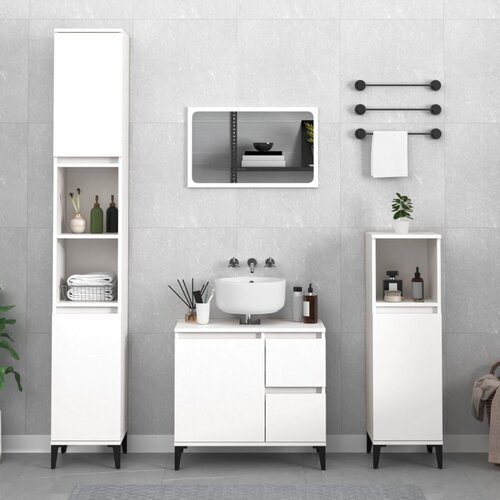 The Living Store Kopalniška omarica bela 30x30x100 cm inženirski les - Kopalniška Omarica, (21436604) Cene