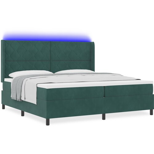 vidaXL Box spring krevet Tamnozelena 200 x 200 cm Baršun - Tamnozelena 200 x 200 cm Dizajn s rombovima Cene