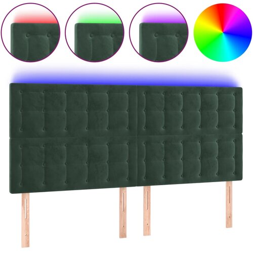 vidaXL LED posteljno vzglavje temno zeleno 180x5x118/128 cm žamet, (20932441) Cene