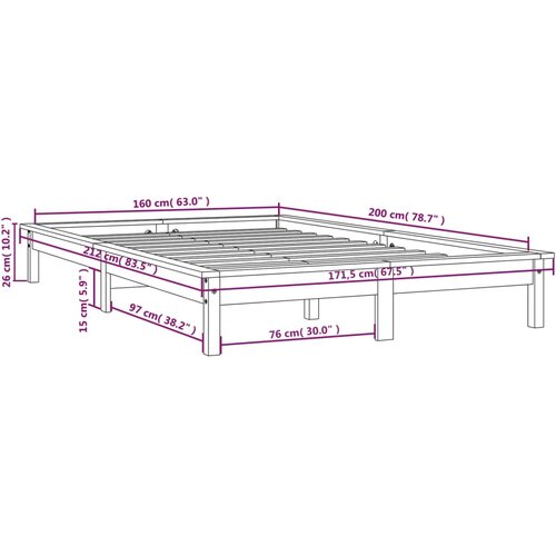  Okvir za krevet sivi 160x200 cm od masivne borovine Slike