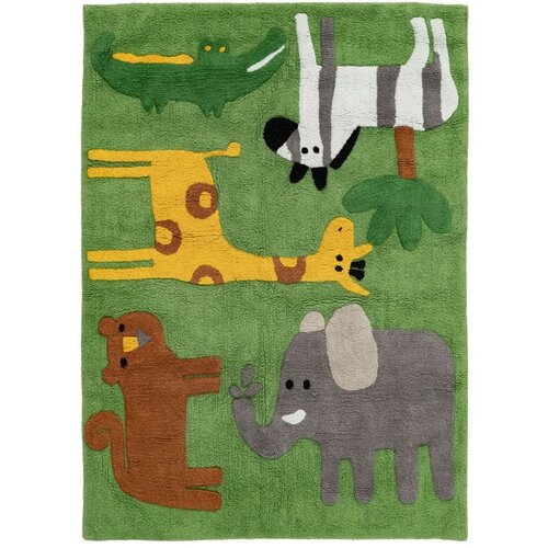 Ixia Zeleni periv pamučan dječji tepih 100x135 cm Animals – Cijene