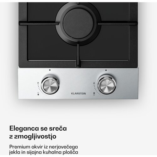 Klarstein Verosteel plinsko kuhalo, 2 plamena, električna zapaljivost, kompatibilno s prirodnim i LPG plinom, 4200 W, 30cm Slike