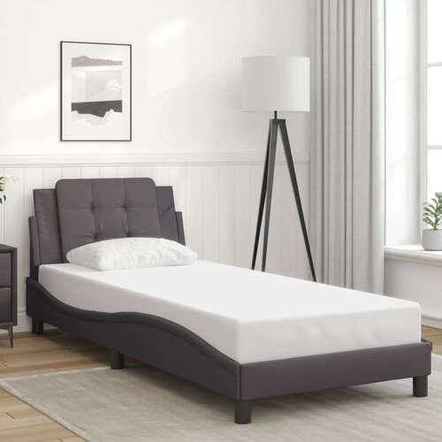 VidaXL Okvir kreveta s LED svjetlima sivi 100 x 200 cm od umjetne kože Slike