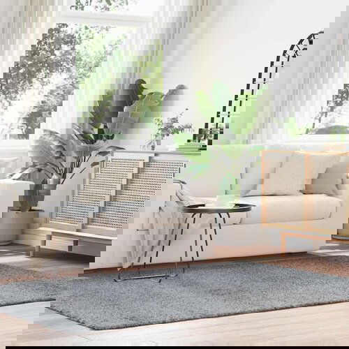 VidaXL Čupavi tepih s visokim vlaknima srebrnosiva 160x230cm poliester Slike