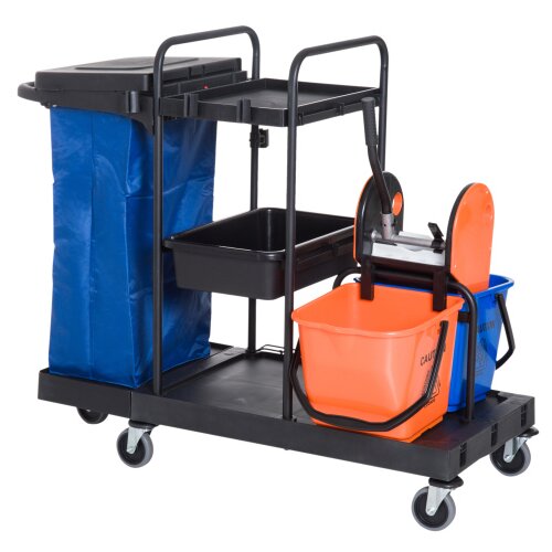 Nesta Čistilni voziček s 4 kolesi, črn-modro-oranžen, profesionalni sistemski voziček, 111&times;63,3&times;103 cm, za učinkovito či&scaron;čenje, (5000493270) Cene