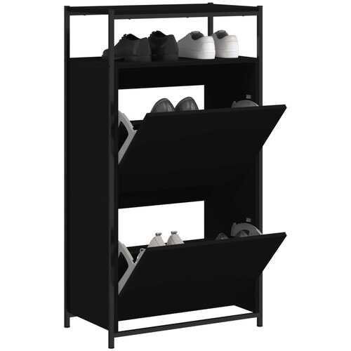 Furnova Omarica za čevlje črna 60x34x112 cm inženirski les, (21954504) Slike