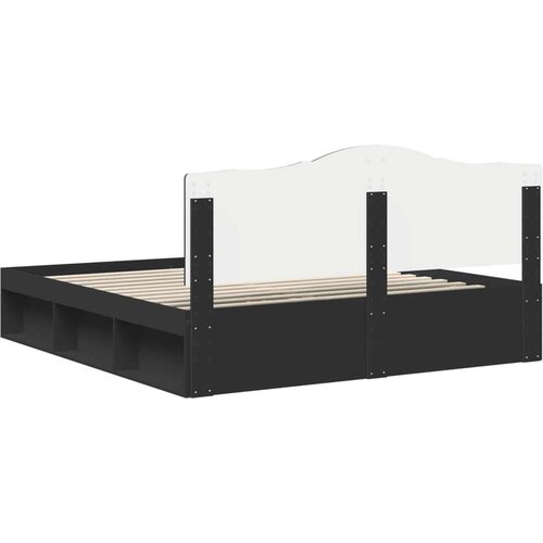 Okvir za krevet Crna 200 x 200 cm Čvrsto borovo drvo Slike