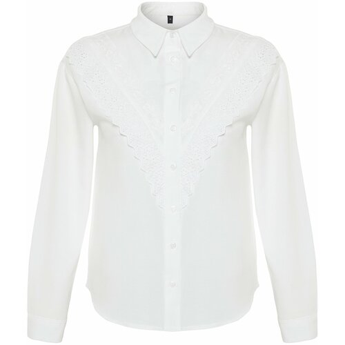 Trendyol Ecru Embroidery and Lace Detail Woven Shirt Slike