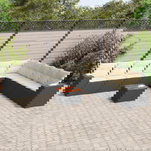 vidaXL 10-dijelni set vrtnih sofa s jastucima crni od poliratana Cijene
