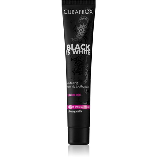 Curaprox Black is White pasta za izbjeljivanje s aktivnim ugljenom i hidroksiapatitom okus Fresh Lime-Mint 90 ml Cijene
