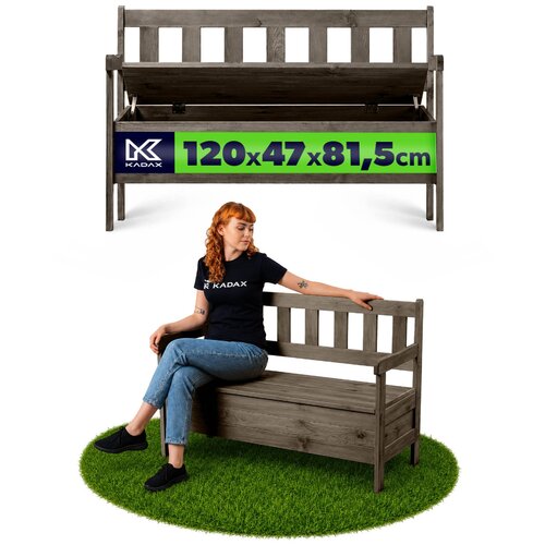 KADAX Lesena vrtna klop z naslonjalom 120 cm z zabojem za teraso in balkonom, rjava, (5000362042) Slike