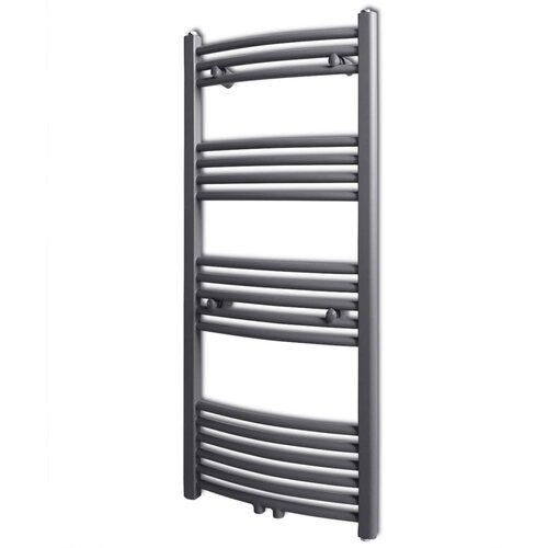 VidaXL kupaonski radijator za ručnike s prečkama zakrivljeni sivi 500x1160 mm Slike